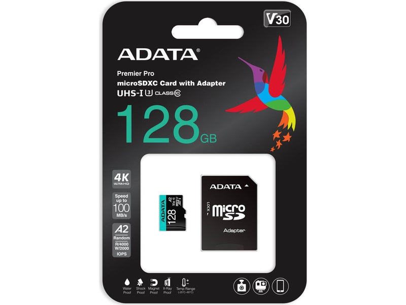 A-Data Premier Pro MicroSD/SD V30S - 100MB/s - 128GB