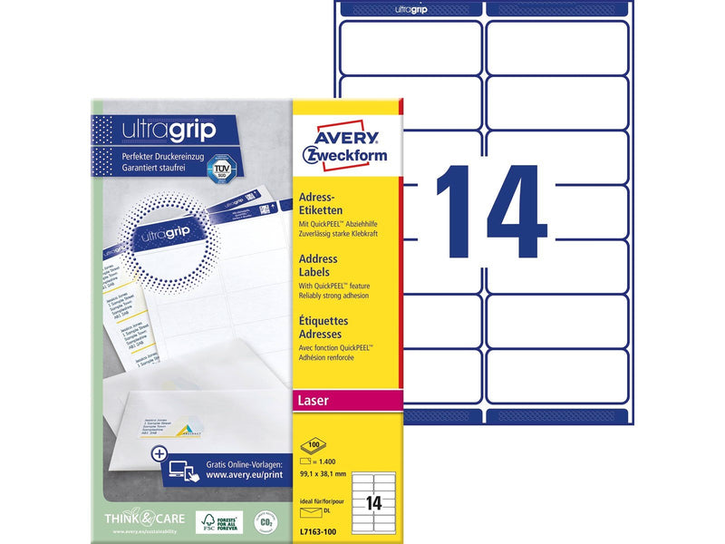 Avery Addressing labels DL envelopes (UltraGrip)