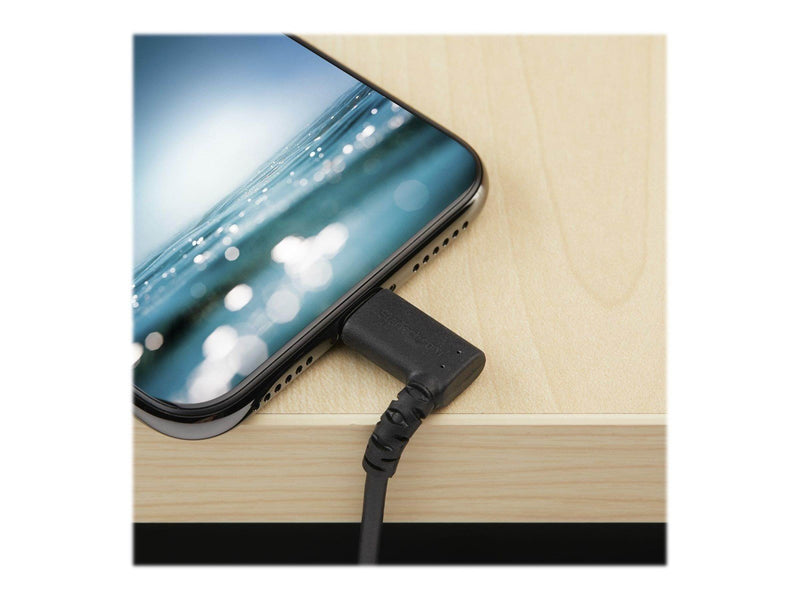 StarTech.com 1m/3.3ft Angled Lightning to USB Cable - MFI Certified - Black - Lightning cable - Lightning / USB - 1 m