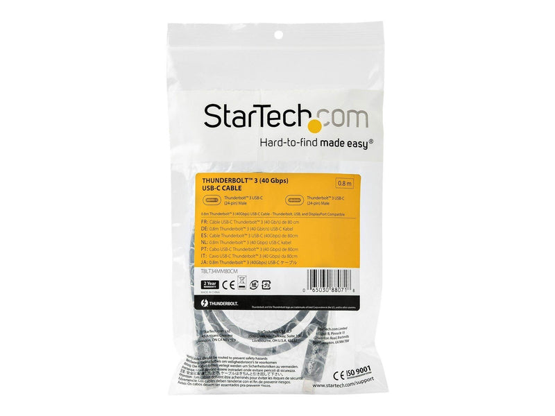 StarTech.com Thunderbolt 3 (40Gbps) USB C Cable - Black - 80cm