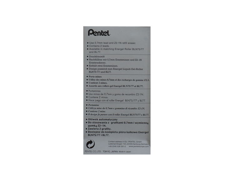Pentel PL77-A EnerGize pencil 0.7mm Black - 12 pcs.