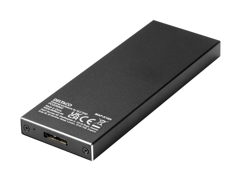 Deltaco Externt M.2 kabinett USB 3.0 5 Gbps Bla