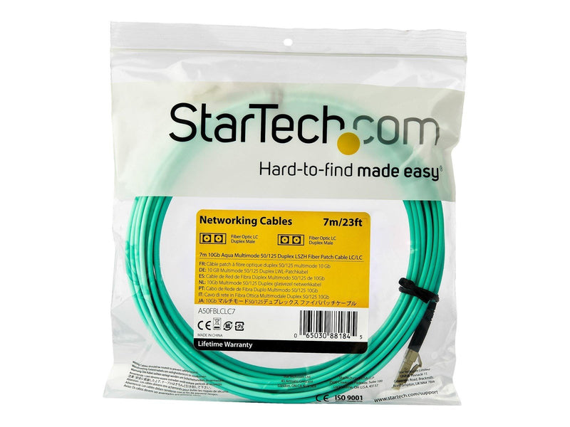 StarTech.com 7m OM3 LC to LC Multimode Duplex Fiber Optic Patch Cable - patch cable - 7 m - aqua - Blau - 7 meter