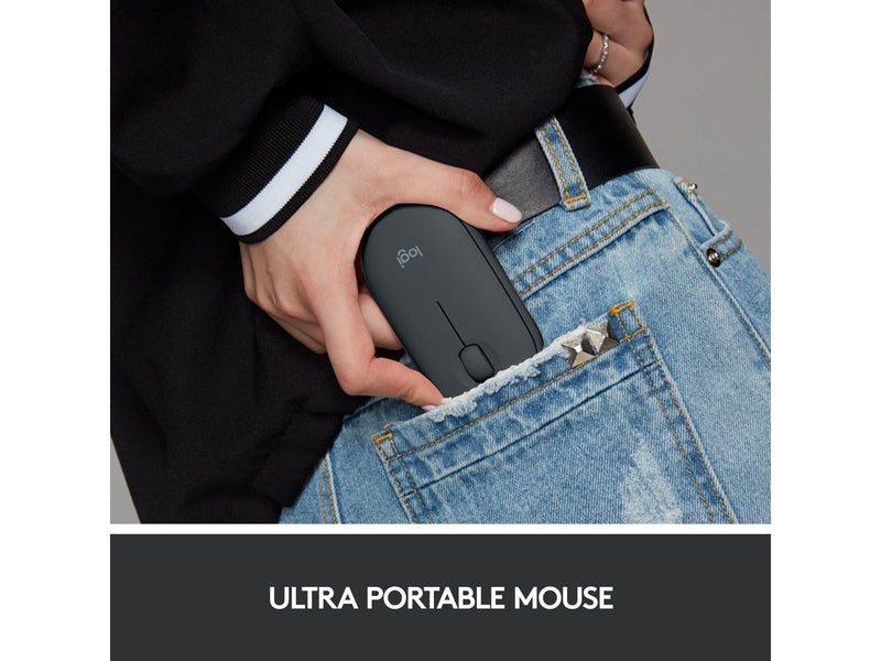 Logitech M350 Pebble Wireless Mouse - Graphite - Maus (Schwarz)