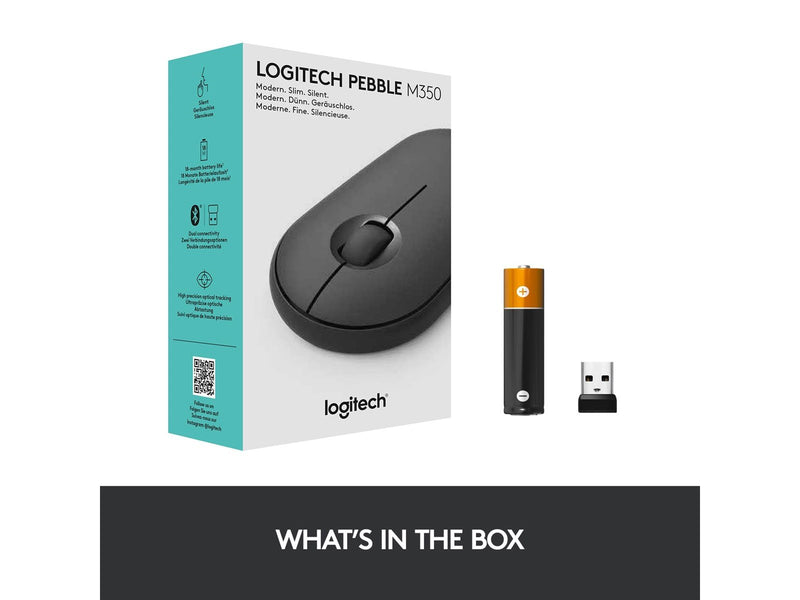 Logitech M350 Pebble Wireless Mouse - Graphite - Maus (Schwarz)