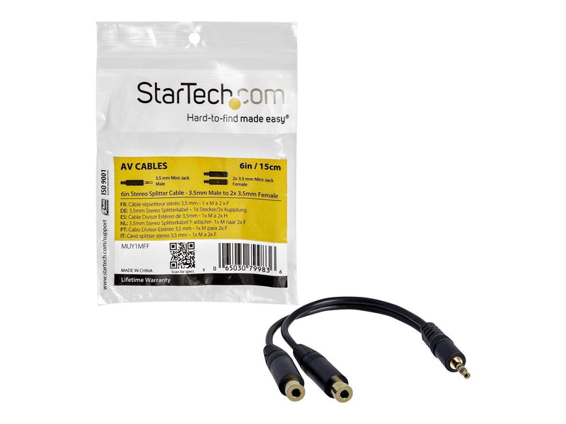 StarTech.com Stereo Splitter Kabel - 3.5mm Male zu 2x 3.5mm Female - Audiosplitter