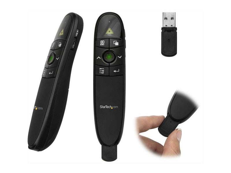 StarTech.com Wireless Presentation Remote w/ Green Laser Pointer - 90' presentation remote control - black