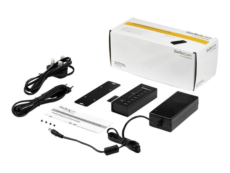 StarTech.com 7 Port USB Charging Station with 5x 1A Ports and 2x 2A Ports charging strip - + AC power adapter