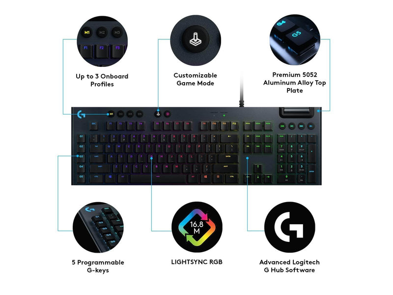 Logitech G815 LIGHTSYNC RGB GL Linear - US - Gaming Tastaturen - Englisch - US - Schwarz