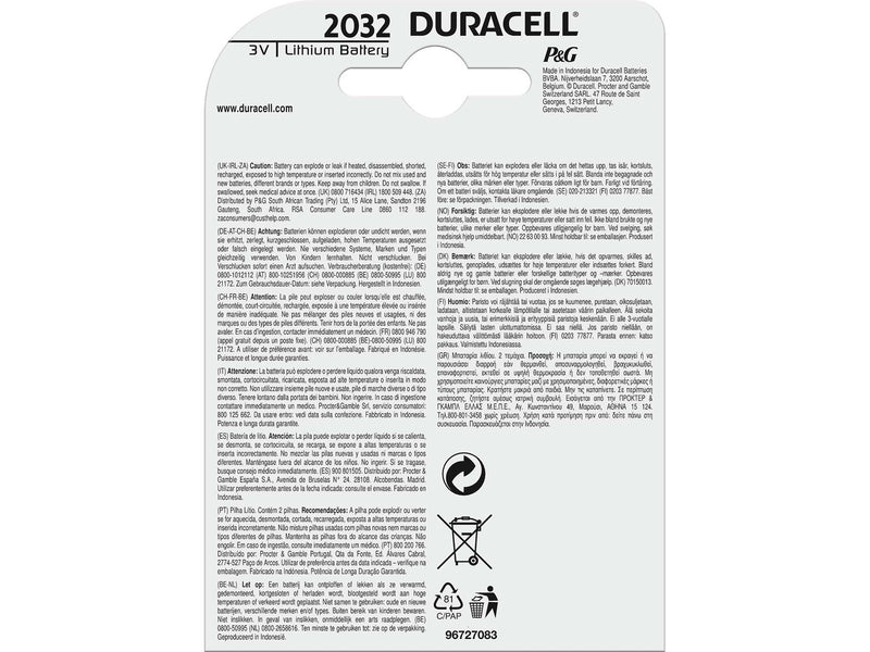 DURACELL Long Lasting 3V CR2032 - 2 Pack
