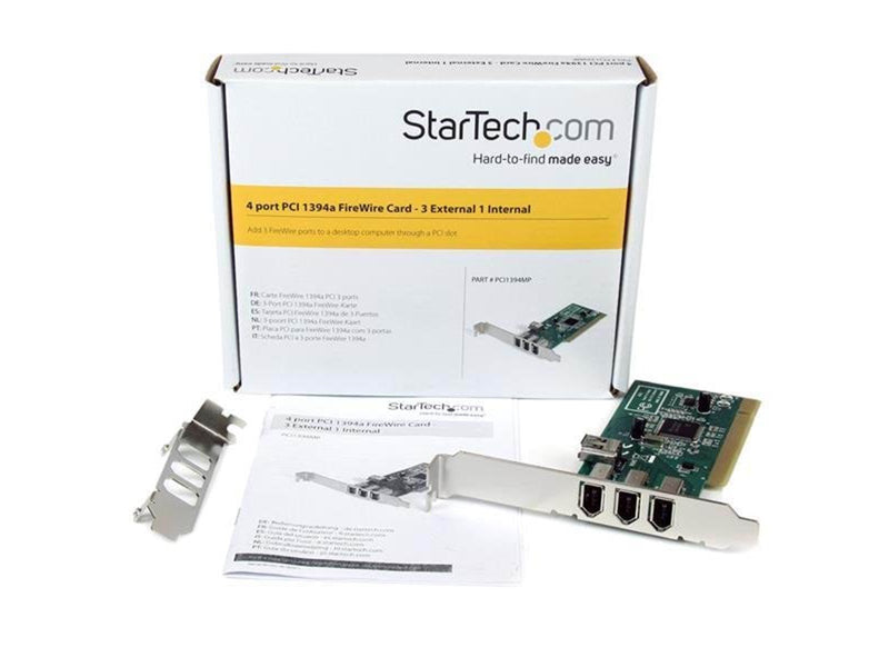 StarTech.com 4 Port PCI 1394a FireWire Adapter Card - 3 External 1 Internal - FireWire Adapter