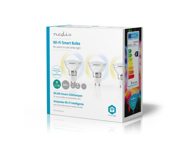 Nedis WiFi Smart LED GU10 Bulb Warm to Cool White 3-pack