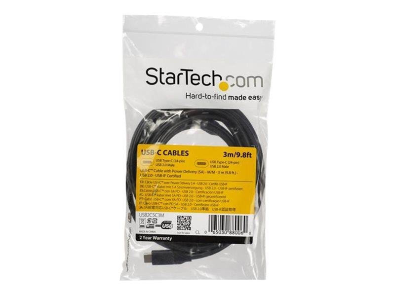 StarTech.com 3m 10ft USB C to USB C Cable 5A PD - USB 2.0 USB-IF Certified - USB-C cable - 3 m