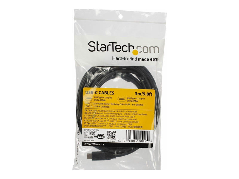 StarTech.com 3m 10ft USB C to USB C Cable 5A PD - USB 2.0 USB-IF Certified - USB-C cable - 3 m