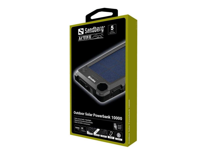 Sandberg Outdoor Solar Powerbank 10000 Powerbank (Akku) - schwarz - 10000 mAh