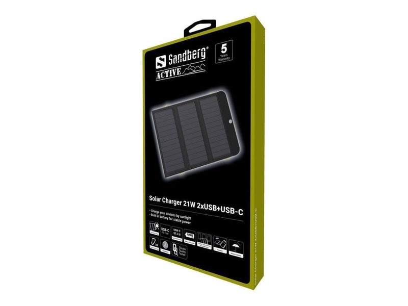 Sandberg Solar Charger 21W 2xUSB+USB-C Powerbank (Akku) - schwarz - 10000 mAh