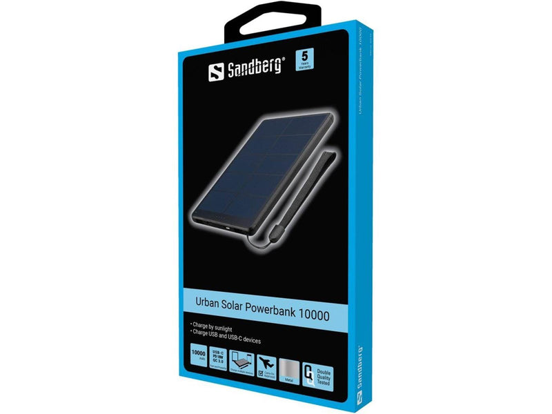 Sandberg Urban Solar Powerbank 10000 Powerbank (Akku) - schwarz - 10000 mAh