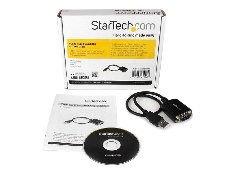 StarTech.com 1 ft USB zu RS232 Serial DB9 Adapter Kabel mit COM Retention