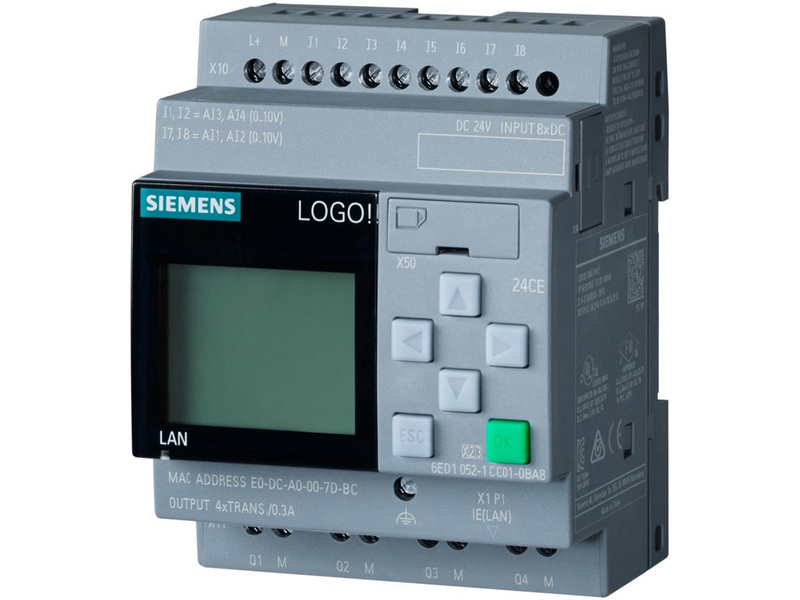 Siemens Logo! 24ce.logic module display pu/i/o: 24v/24v/24v transistor 8di (4ai)/4do