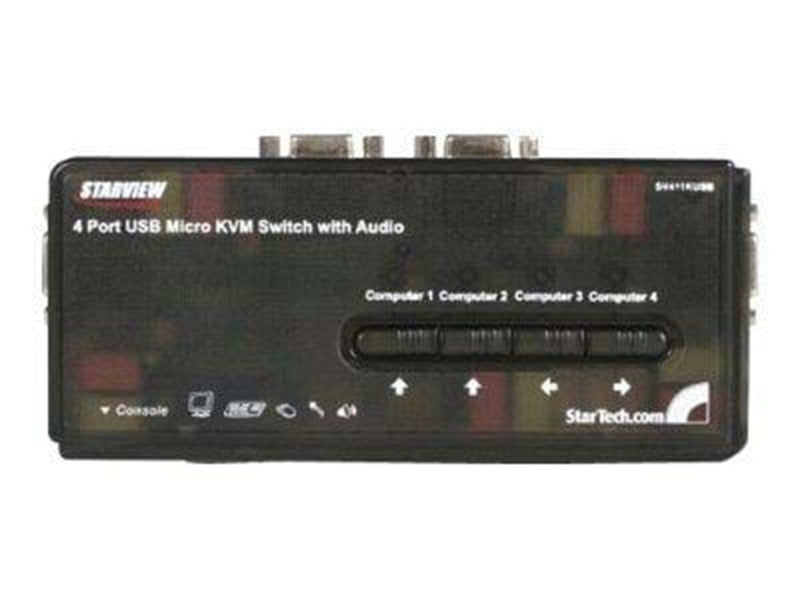 StarTech.com 4 Port Schwarz USB KVM Switch Kit mit Kabel und Audio - KVM / Audio-Switch - 4 Anschlüsse