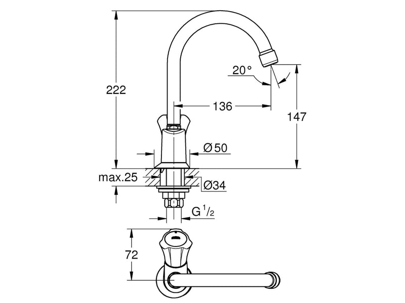 Grohe Costa, Standventil, DN 15, chrom