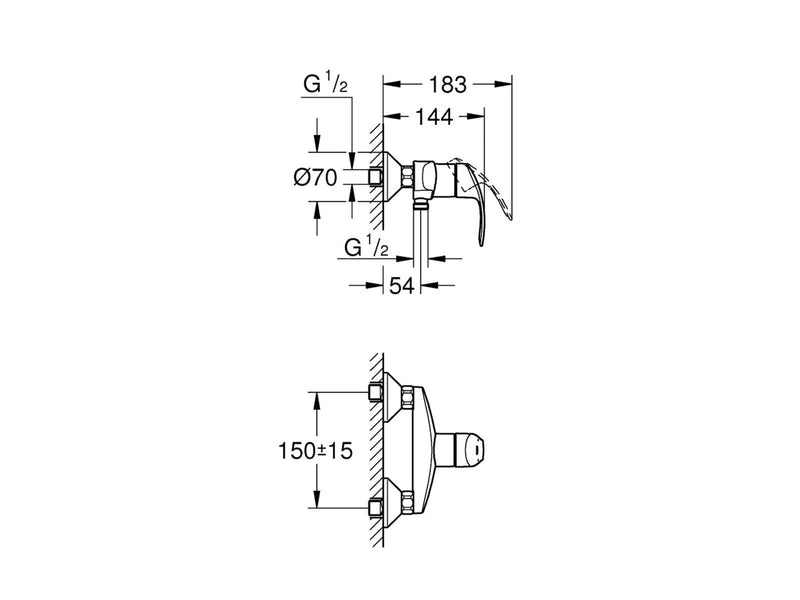 Grohe Eurosmart shower mixer, chrome