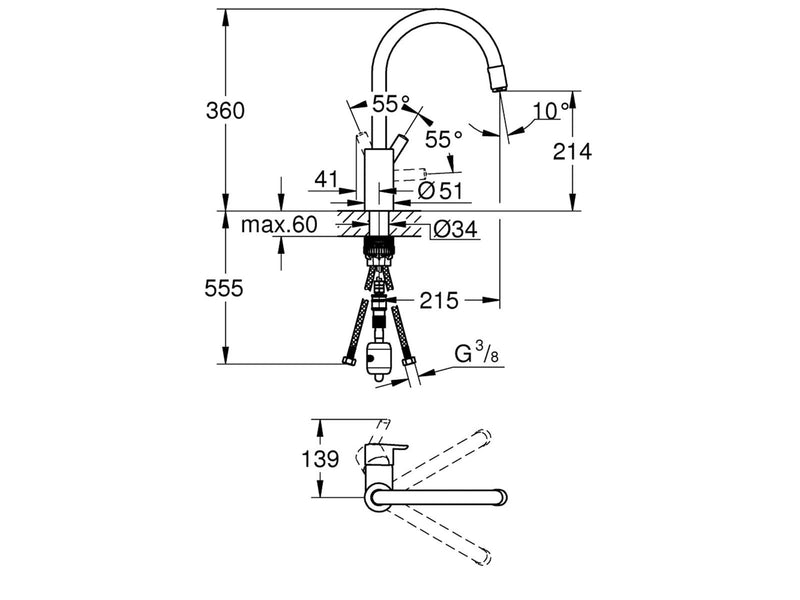 Grohe Feel, Einhand-Spültischbatterie, DN 15, chrom