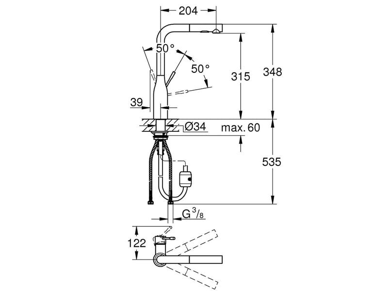 Grohe Essence, Einhand-Spültischbatterie, DN 15, warm sunset gebürstet