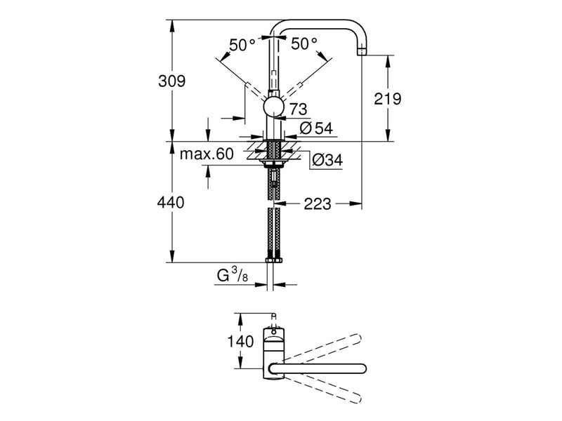 Grohe Minta, Einhand-Spültischbatterie, DN 15, chrom