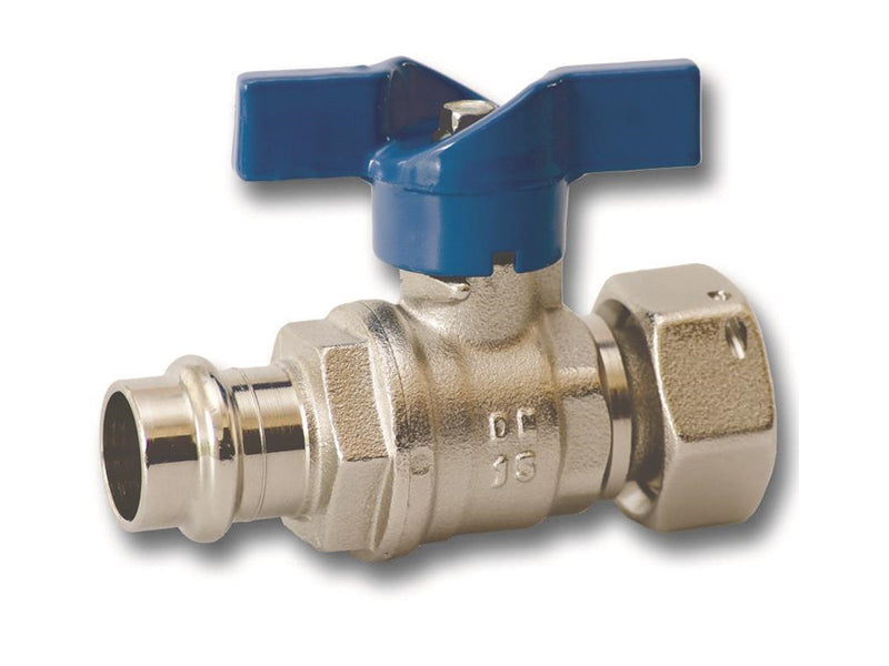 Pettinaroli Heavyduty fullway ball valve with press fitting end and swiv