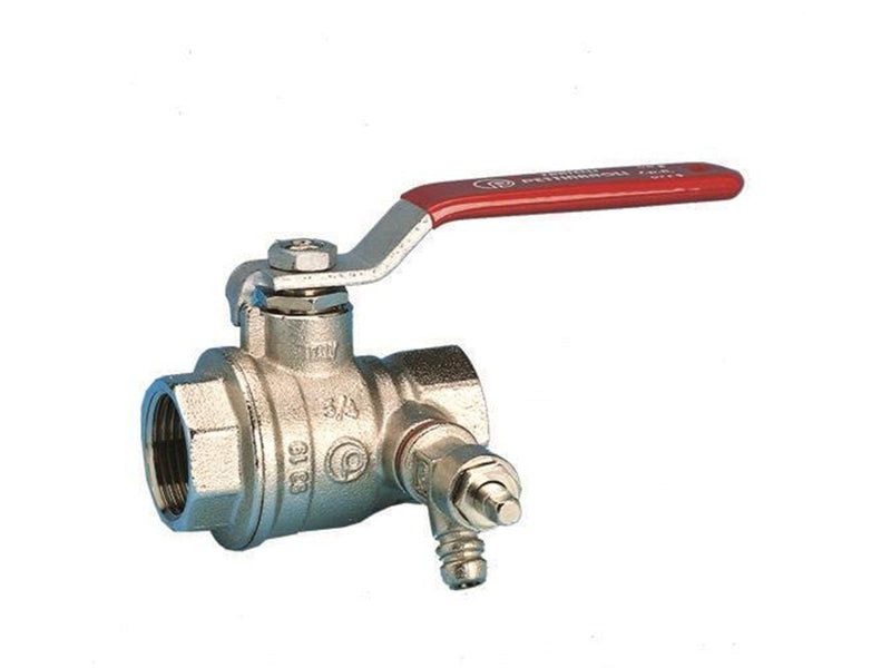 Pettinaroli F x f fullway ball valve with drain-off and red steel lever