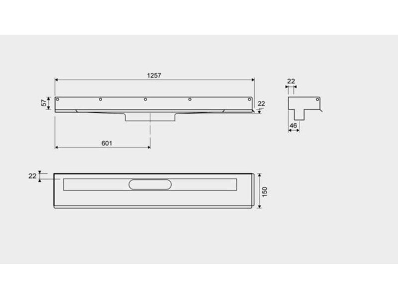 Unidrain Drain unit 1002 1200 mm left wall flange