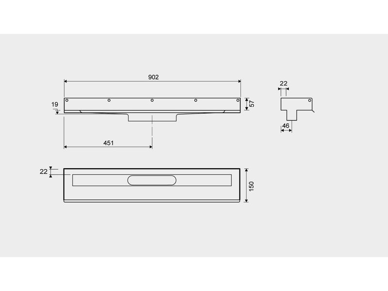 Unidrain Drain unit 1001 900 mm 3 wall flanges