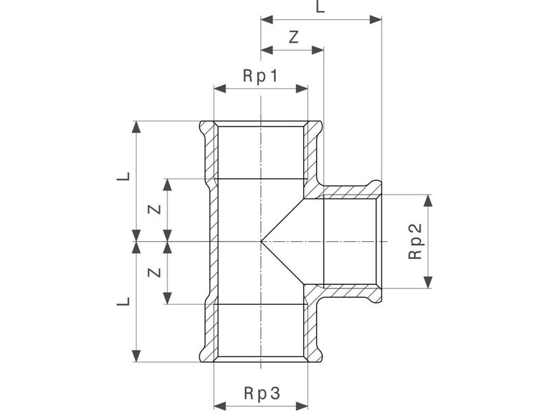 Viega T-piece 1/2" brass chrome-plated