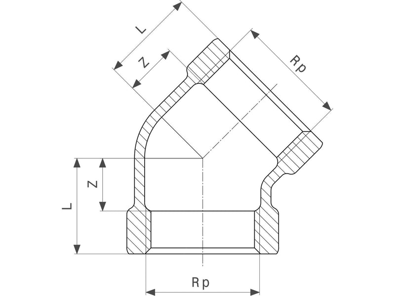 Viega Bend 45° socket/socket 1/2" gunmetal
