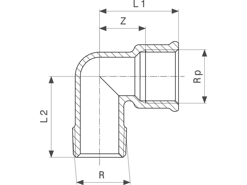 Viega Angle 90° sleeve/nipple 1/2" chrome-plated brass