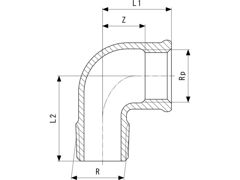 Viega Bend 90° socket/nipple 1 1/2" gunmetal