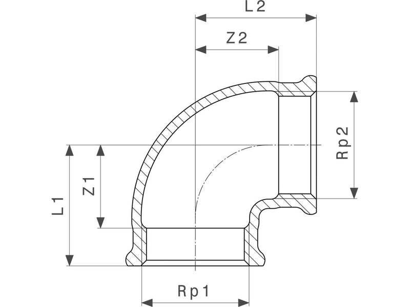 Viega Bend 90° socket/socket 1 1/2" gunmetal