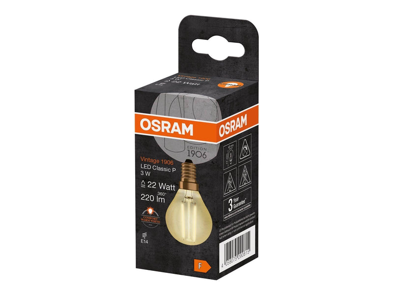 Osram LED-Lampe Vintage 1906 Mini-ball 2,5W/824 (22W) Gold E14