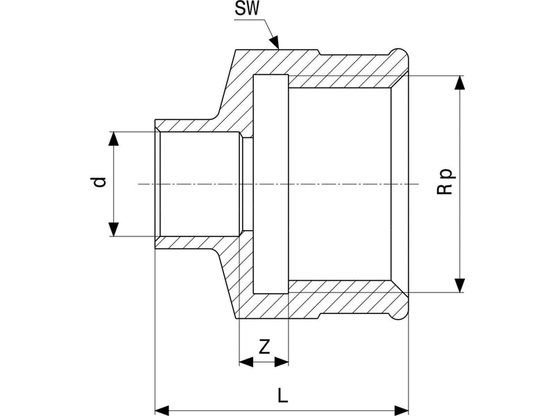 Viega Transition socket/socket 22 mm x 1/2" gunmetal