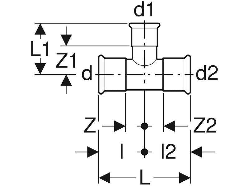 Geberit T-piece cst d54-42-54 zn-pl
