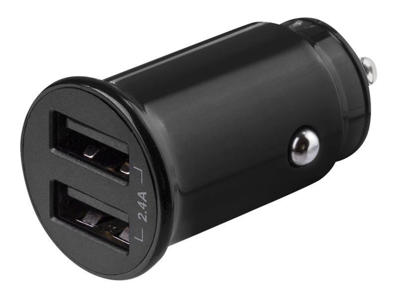 Deltaco 12/24 V USB car charger with compact size