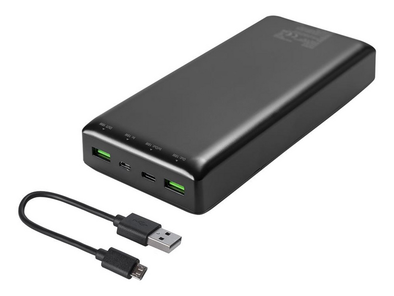 Deltaco Power bank 30000 mAh 3 A/18 W 111 Wh 2x Powerbank (Akku) - schwarz - 30 Wh