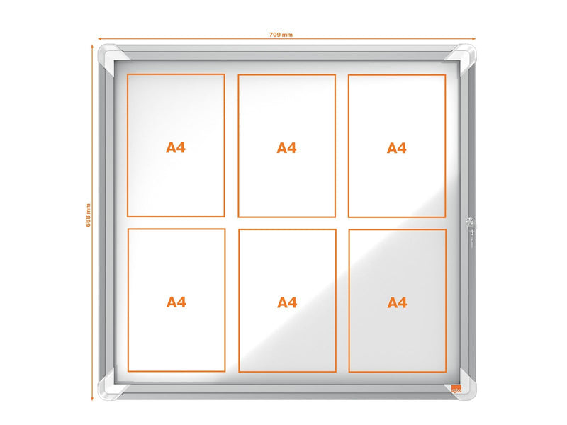 Nobo Premium Plus Schaukasten für den Innenbereich 6 x A4, magnetisch, Klapptür