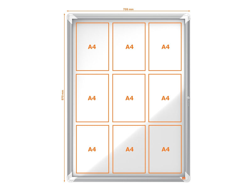 Nobo Premium Plus Schaukasten für den Innenbereich 9 x A4, magnetisch, Klapptür