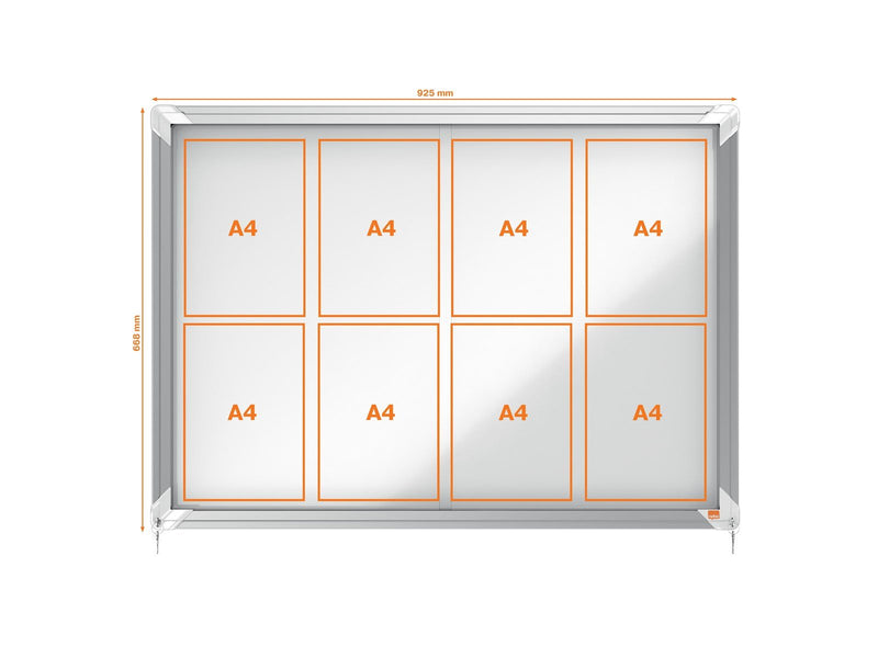 Nobo Premium Plus Schaukasten für den Innenbereich 8 x A4, magnetisch, Schiebetür