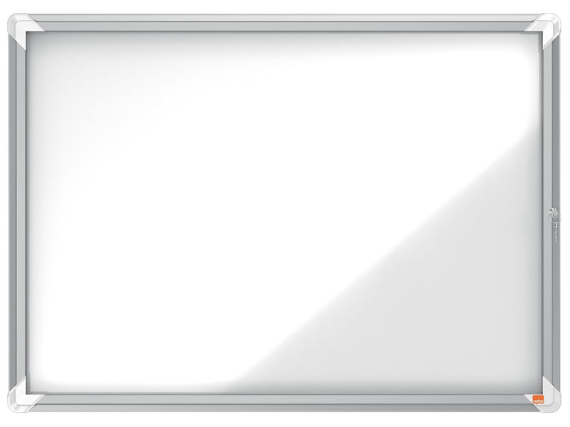 Nobo Premium Plus Schaukasten für den Außenbereich 8 × A4, weiße, magnetische Metall-Rückwand, Klapptür