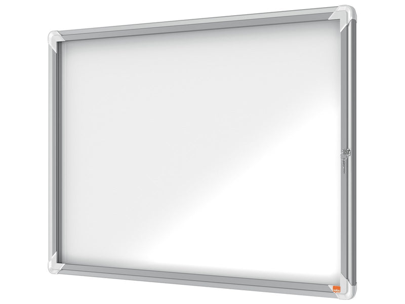 Nobo Premium Plus Schaukasten für den Außenbereich 8 × A4, weiße, magnetische Metall-Rückwand, Klapptür