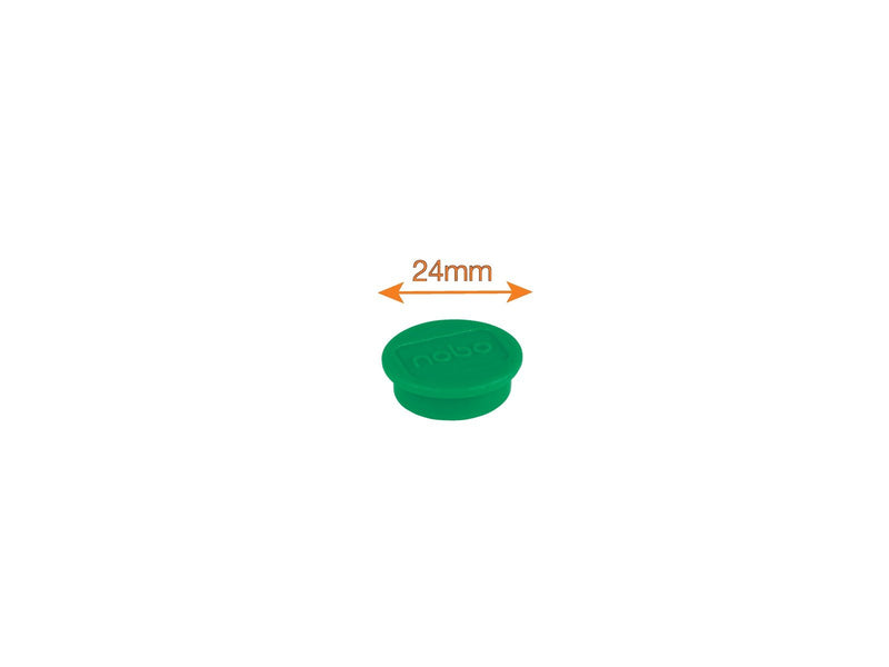 Nobo  Magnete, 24 mm, 10 Stück, farbig sortiert Grün