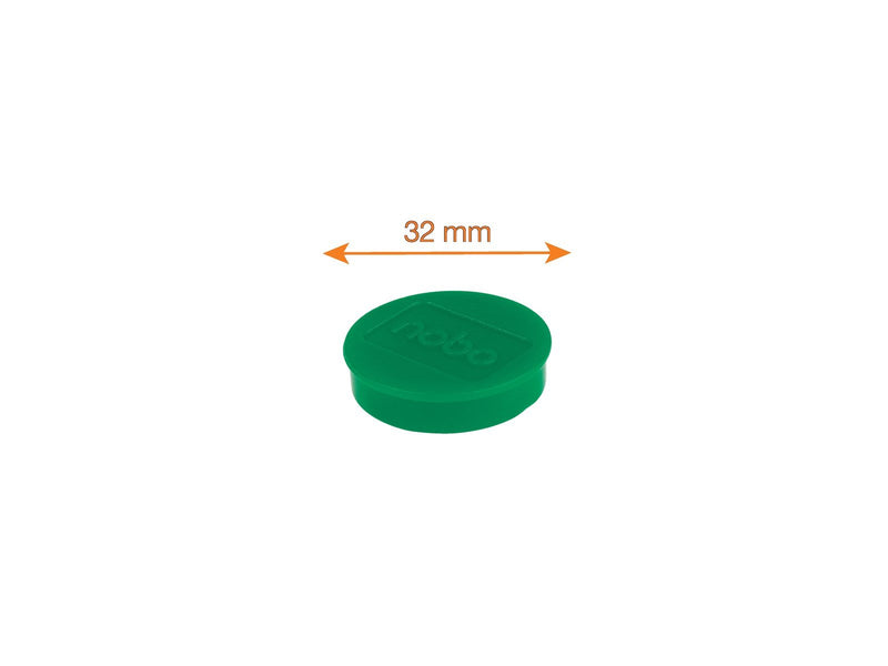 Nobo  Magnete, 32 mm, 10 Stück, farbig sortiert Grün